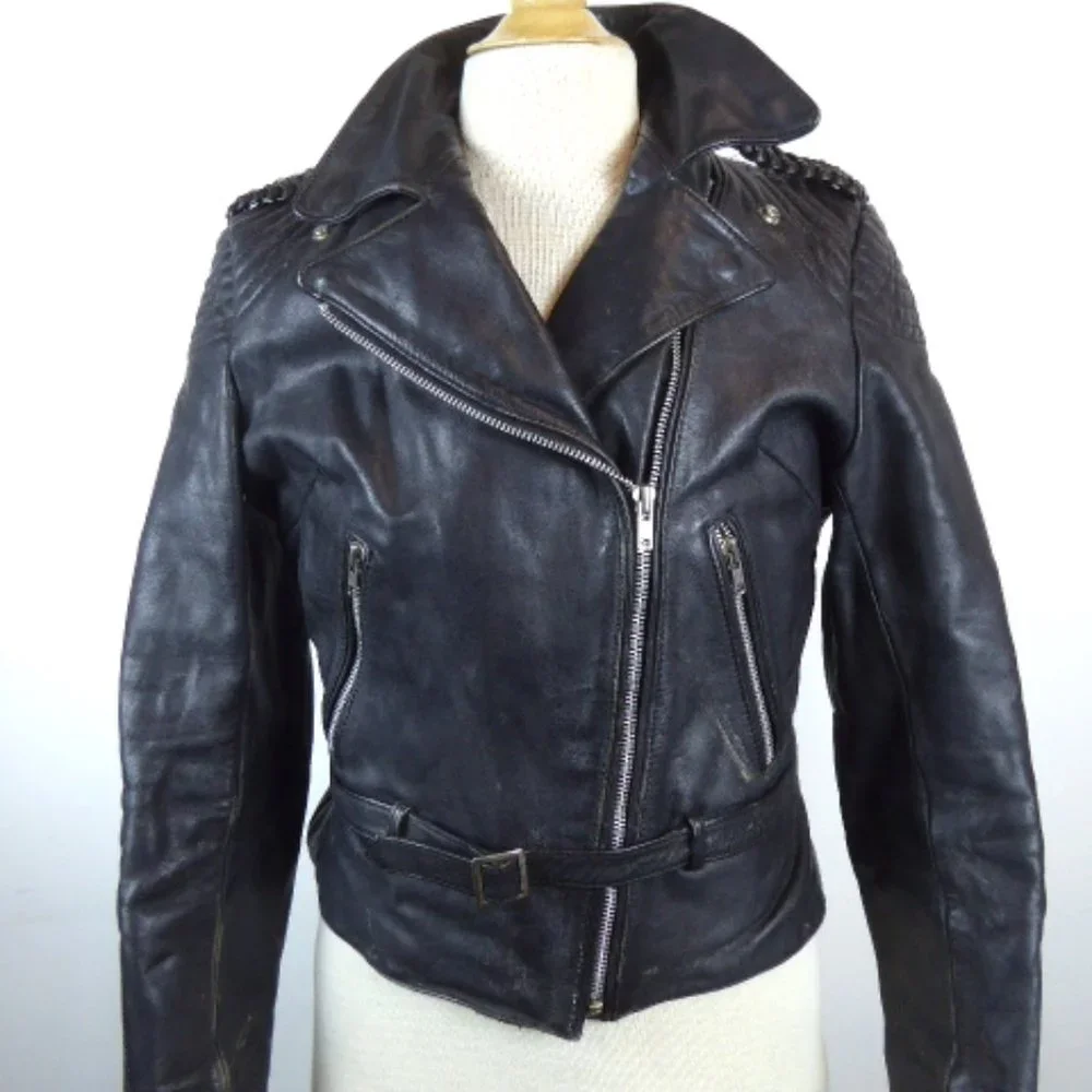 Hein Gericke HARLEY DAVIDSON MOTO LEATHER JACKET braided epaulets vintage 40 M